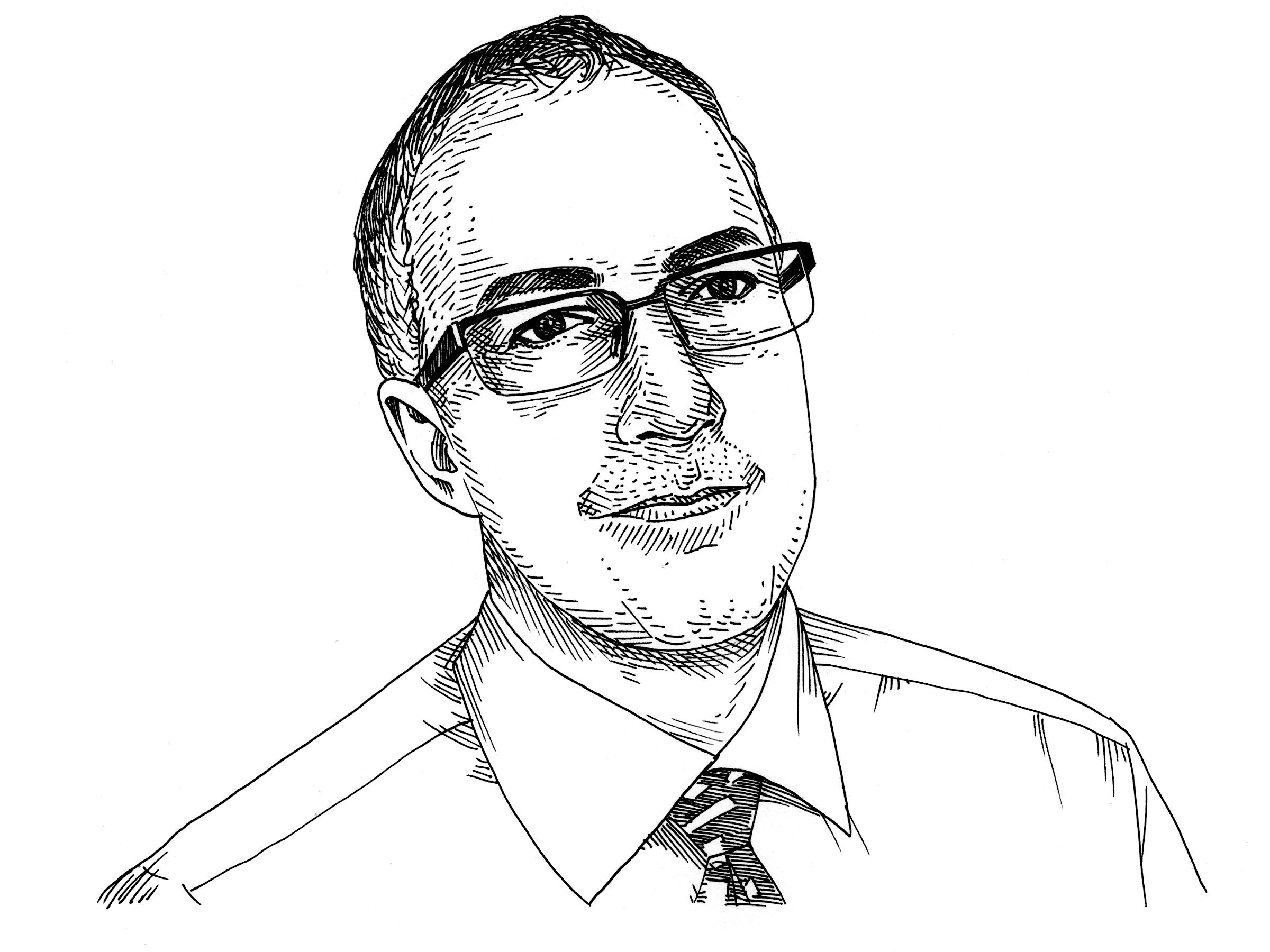 Line drawing of Bill Quimby